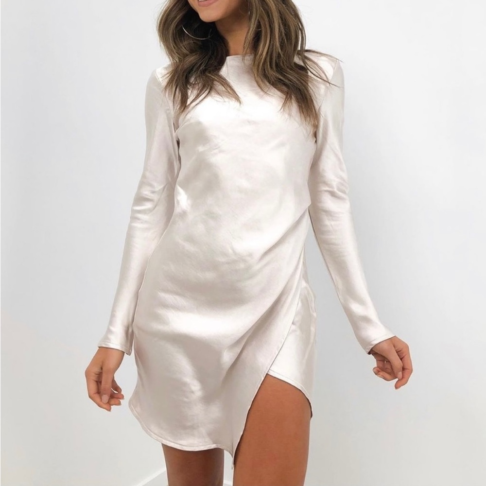 White satin petal and pup dress